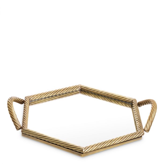 Tray Salvi Hexagon vintage brass finish