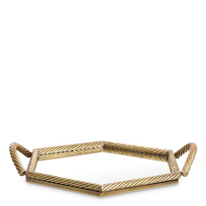 Tray Salvi Hexagon vintage brass finish