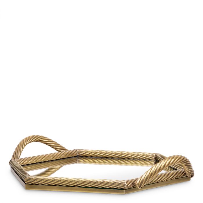 Tray Salvi Hexagon vintage brass finish