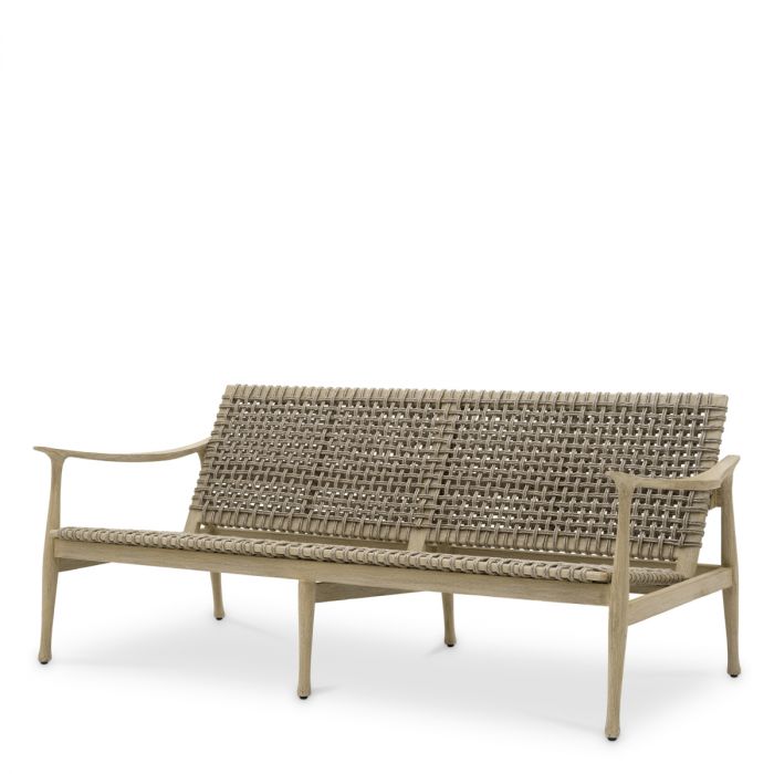 Outdoor Sofa Manzo aged teak light greige rope