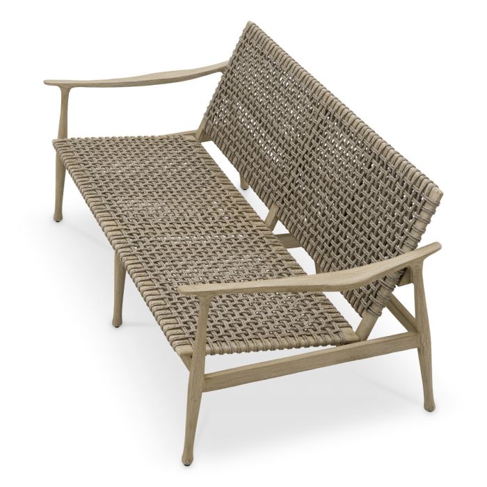 Outdoor Sofa Manzo aged teak light greige rope
