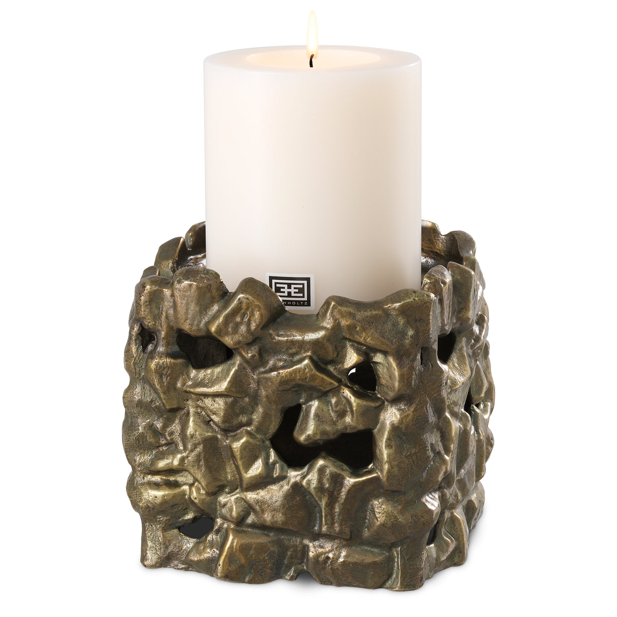 Sculptural Vintage Brass Candle Holder Siracusa | Eichholtzmh.com