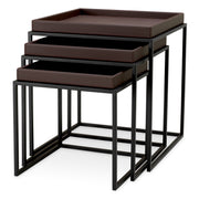 Brown Leather Side Tables (3) Léonard