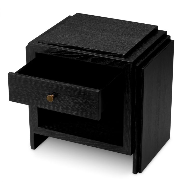 Nightstand ArtDeco charcoal grey oak veneer