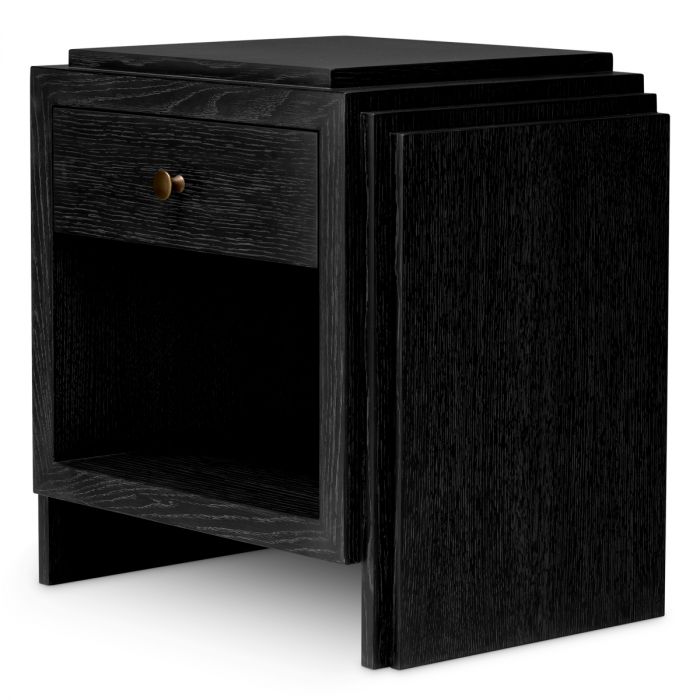 Nightstand ArtDeco charcoal grey oak veneer