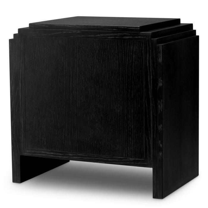 Nightstand ArtDeco charcoal grey oak veneer