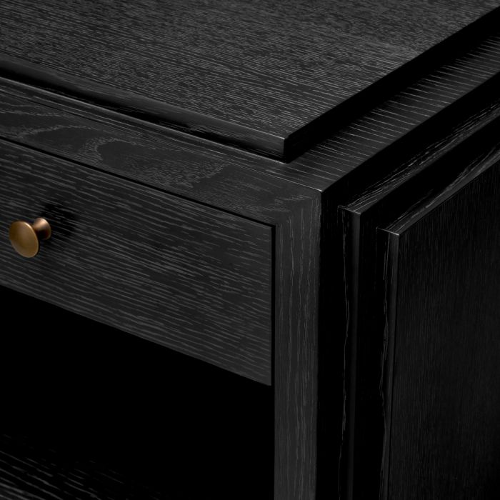 Nightstand ArtDeco charcoal grey oak veneer