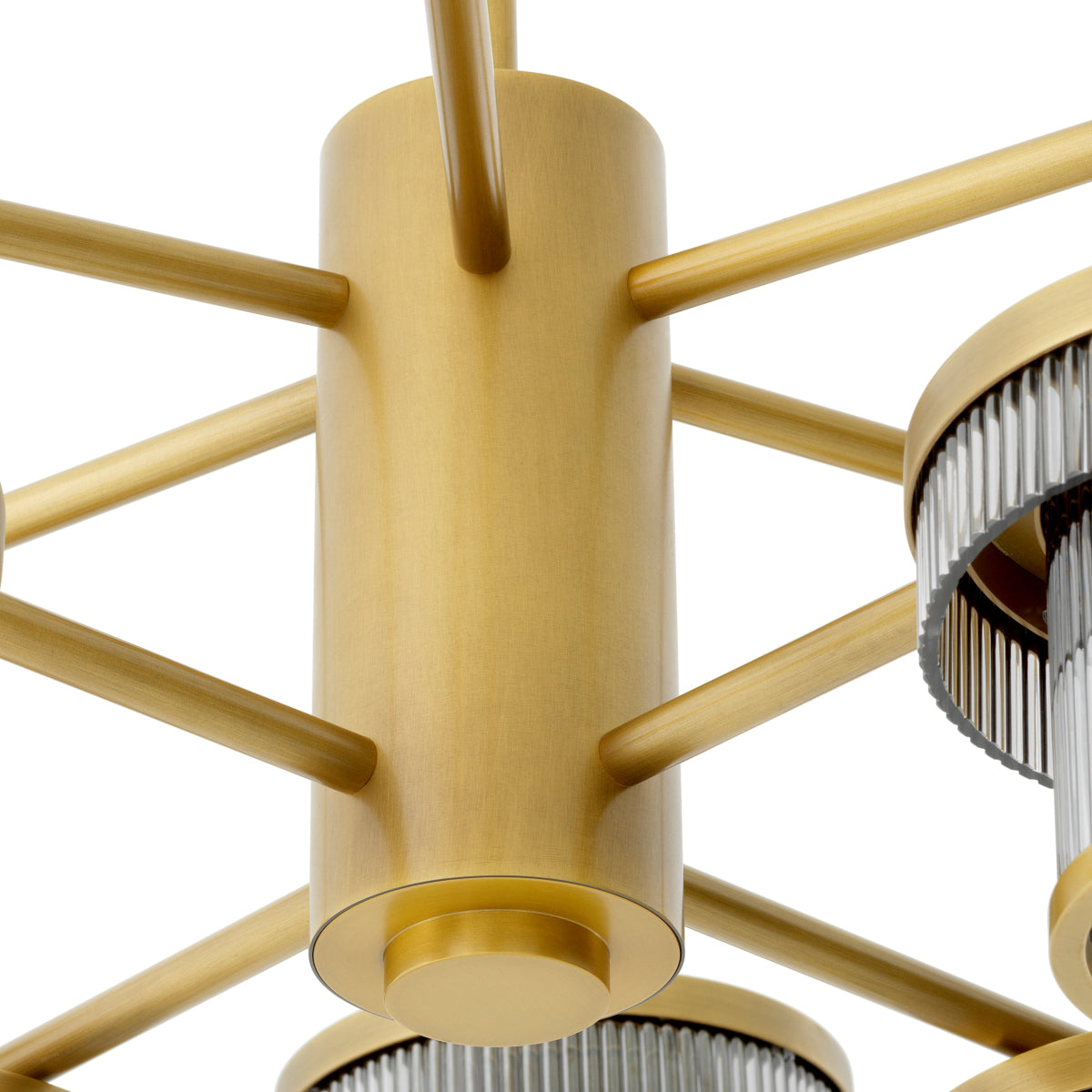 Antique Brass Ribbed Glass Chandelier Andromeda