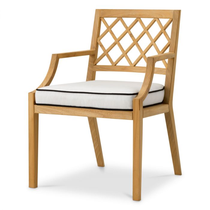Outdoor Dining Chair Paladium natural teak incl sunbrella canvas cushion