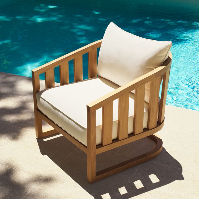 Outdoor Chair Aruba natural teak incl sunbrella canvas cushions