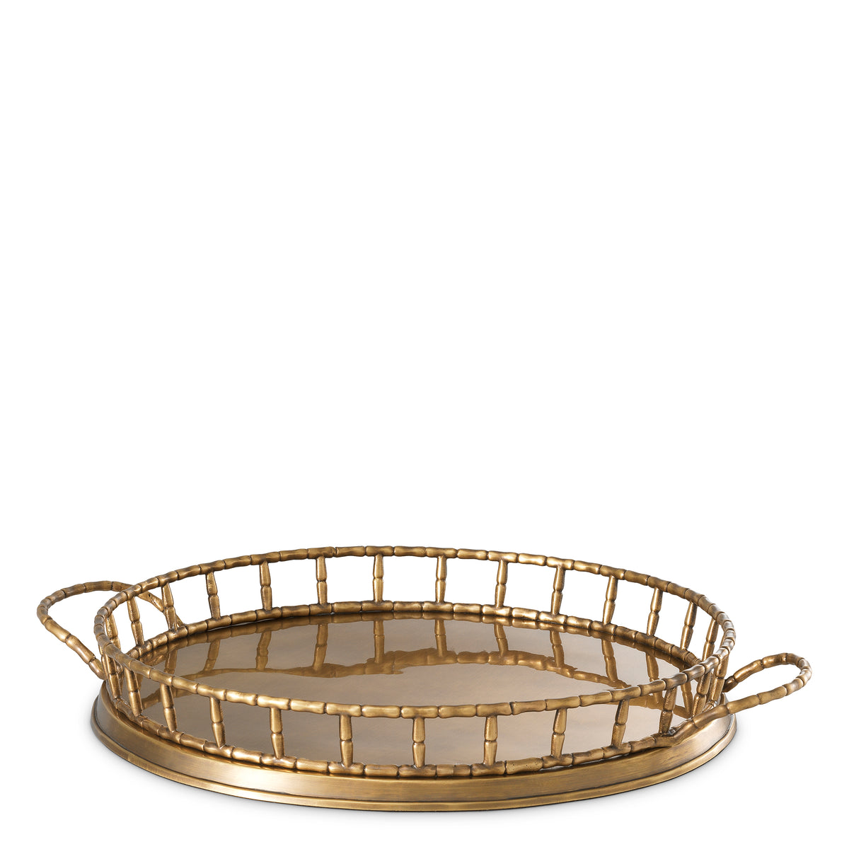 Round Vintage Brass Tray Fairgrove | Eichholtzmh.com