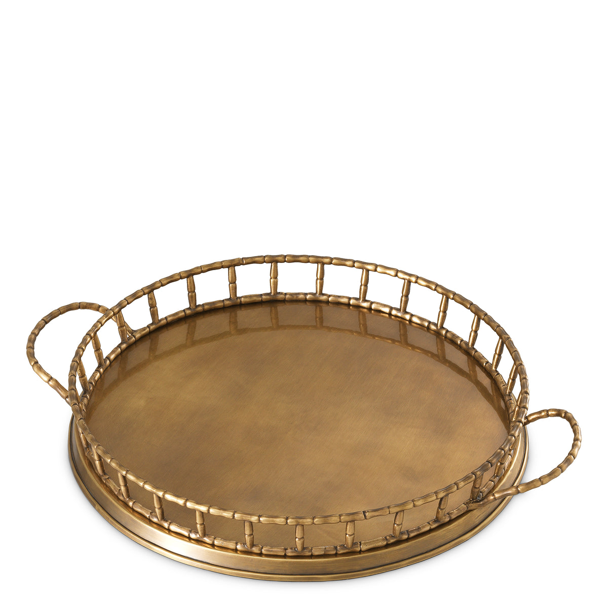 Round Vintage Brass Tray Fairgrove | Eichholtzmh.com