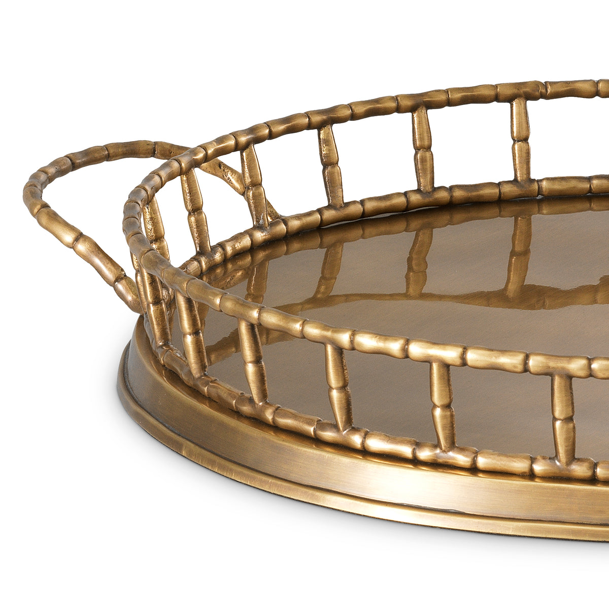 Round Vintage Brass Tray Fairgrove | Eichholtzmh.com