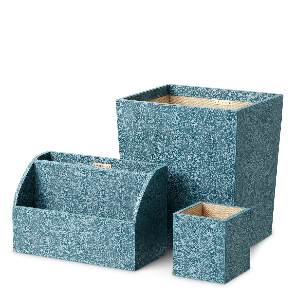 Blue Shagreen-Look Desk Set (3) Scaleo | Eichholtzmh.com