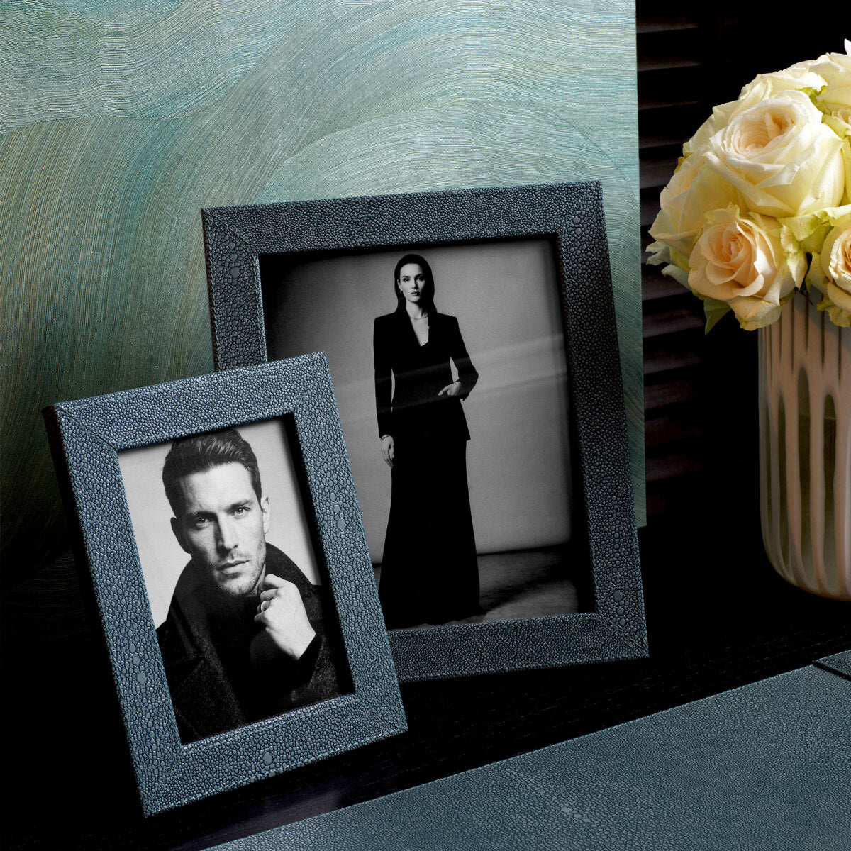 Blue Shagreen-Look Picture Frames (2) Scaleo | Eichholtzmh.com