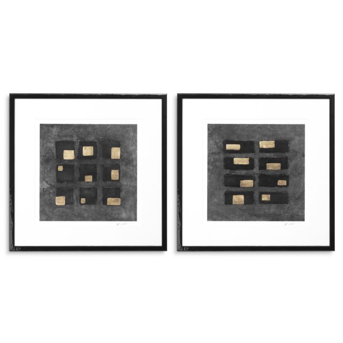 Print Washed Black Squares by Michael Willett set of 2