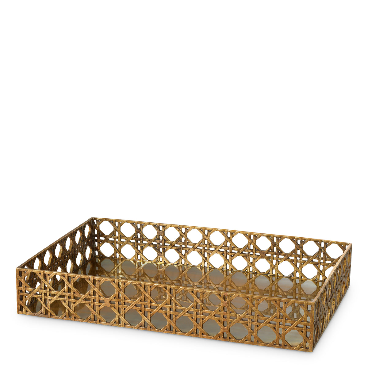 Webbed Vintage Brass Tray Dameron | Eichholtzmh.com
