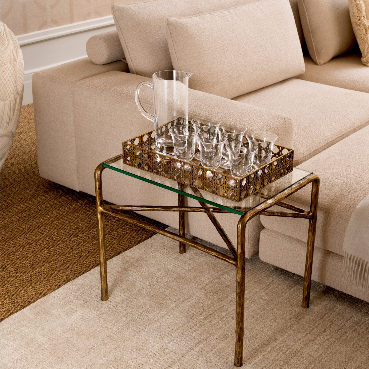 Webbed Vintage Brass Tray Dameron | Eichholtzmh.com
