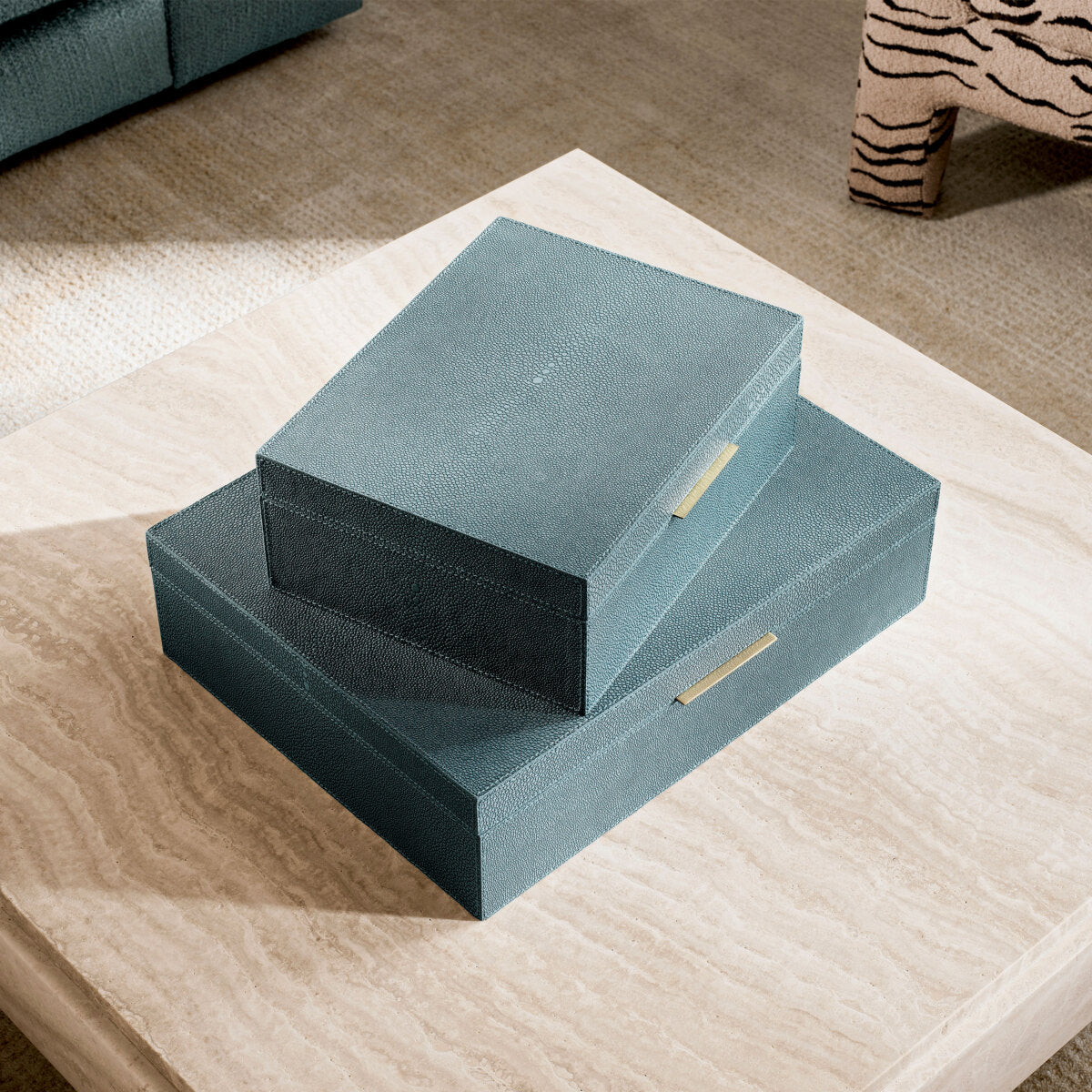 Blue Shagreen-Look Box Menton | Eichholtzmh.com