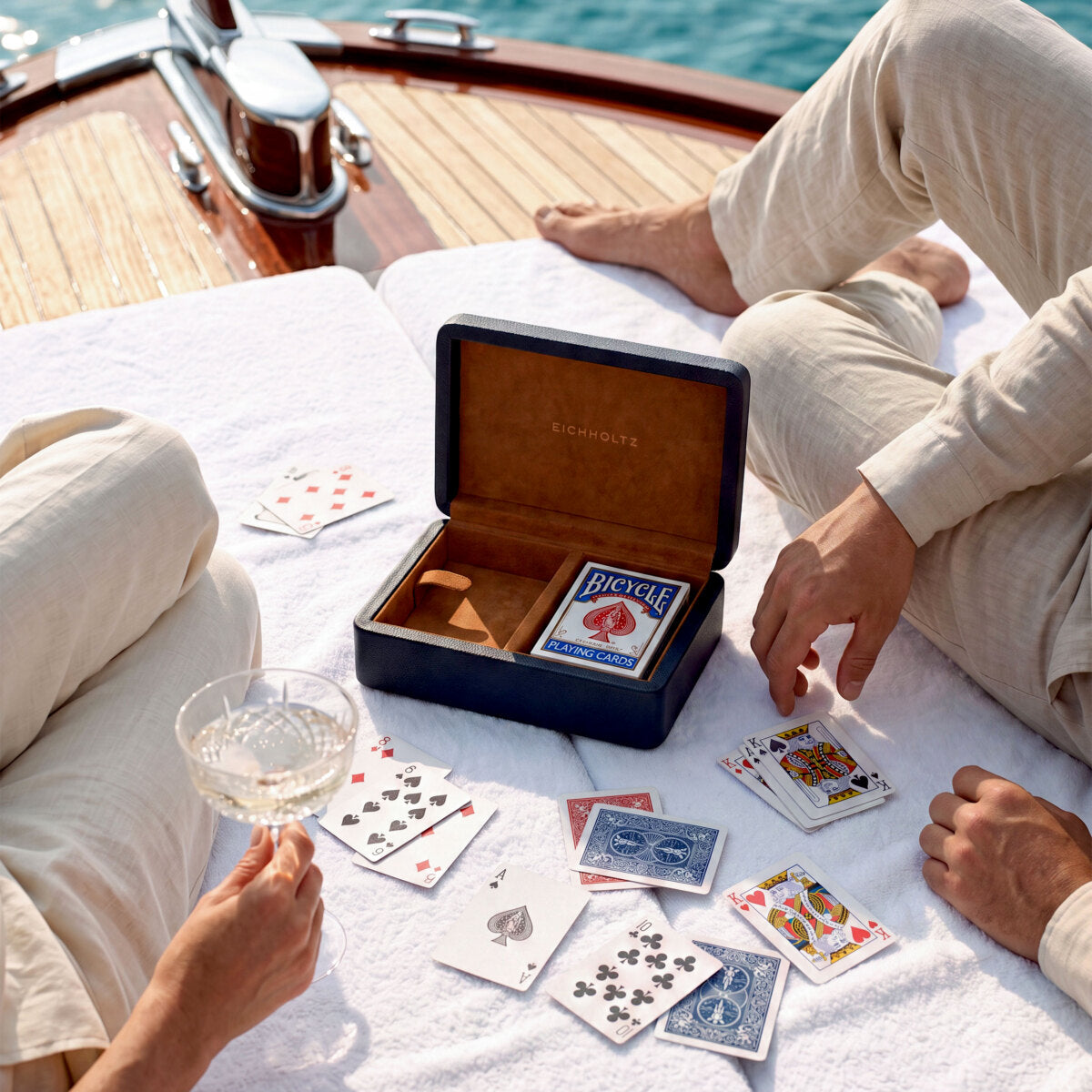 Blue Leather Deck Box The Ridges | Eichholtzmh.com