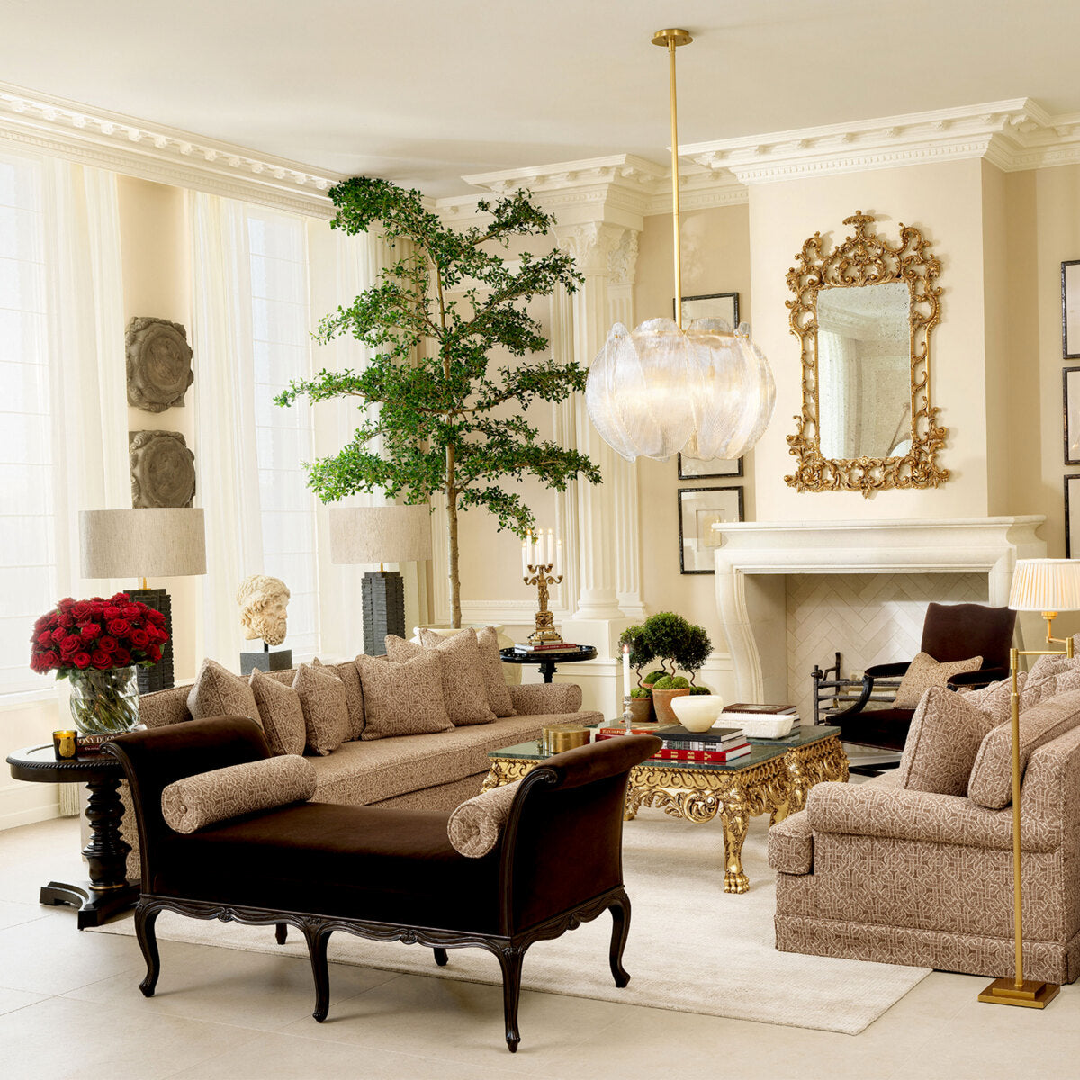 Beige Jacquard Bolster Cushion Frieze | Eichholtzmh.com