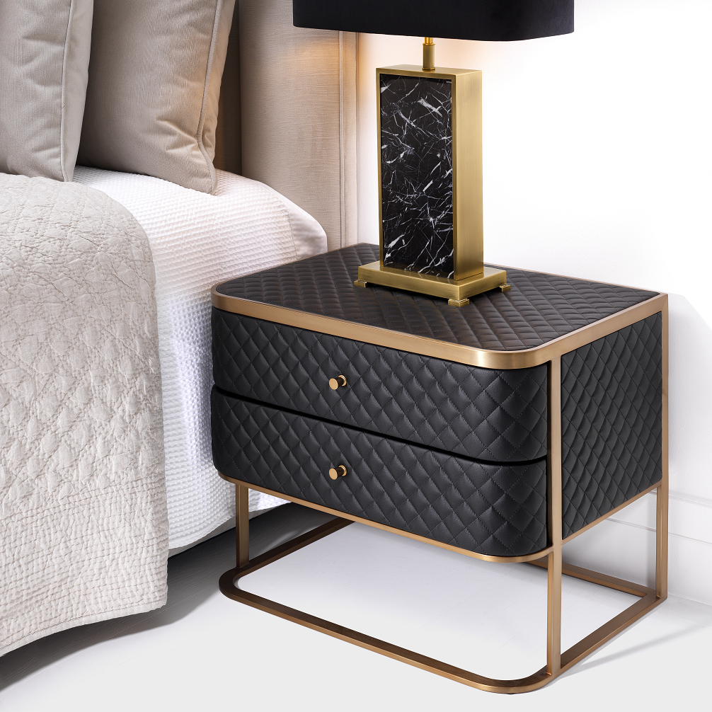 Black Leather Side Table Monfort | Eichholtzmh.com