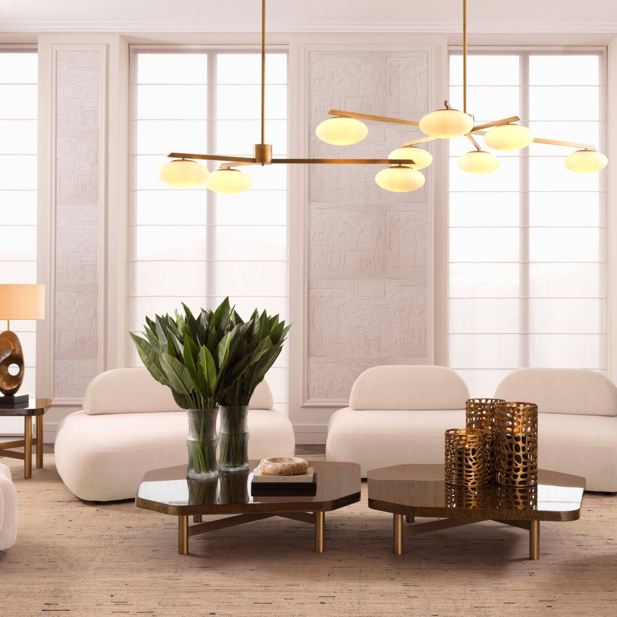 Elliptical White Glass Chandelier Evergreen | Eichholtzmh.com