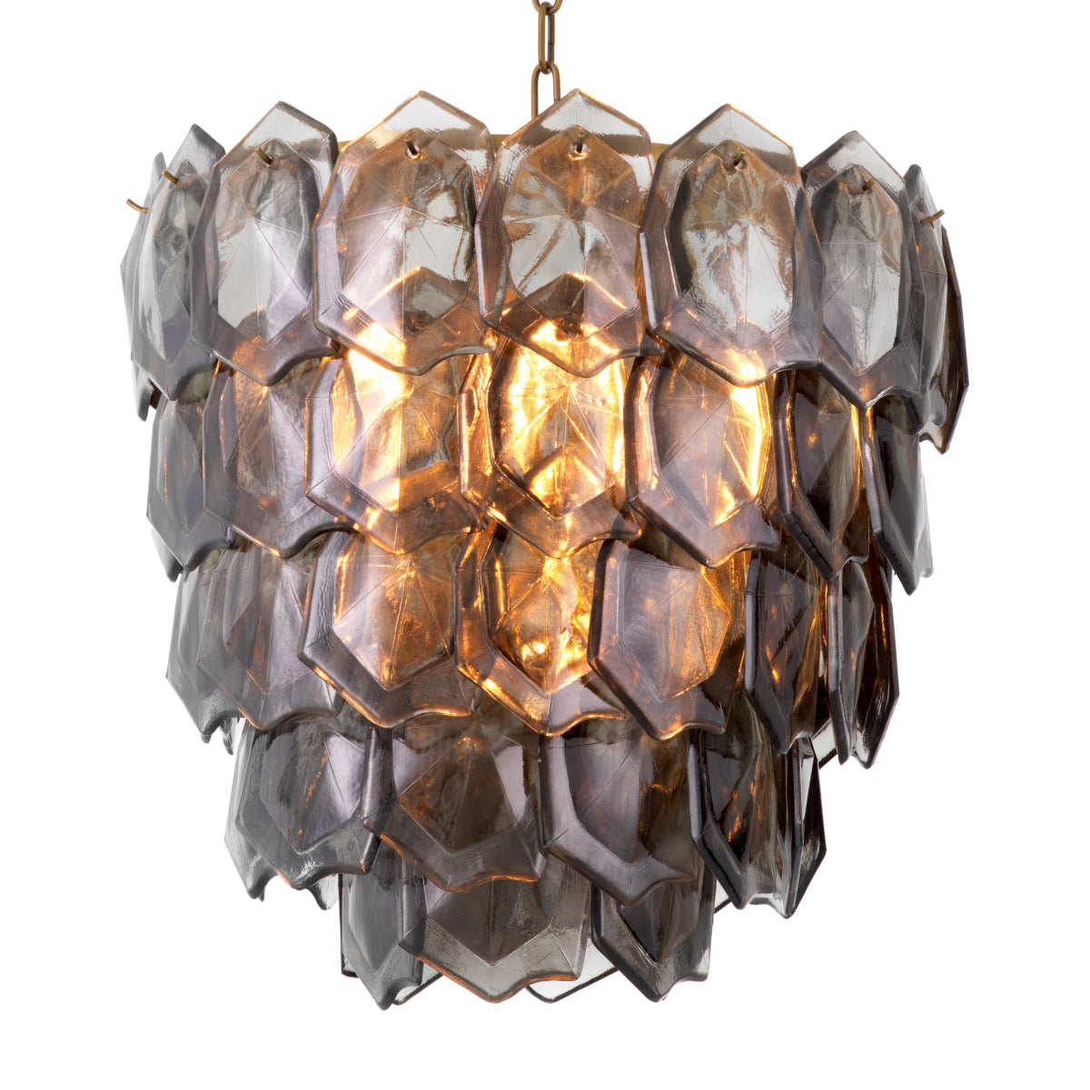Layered Smoke Glass Chandelier Elias