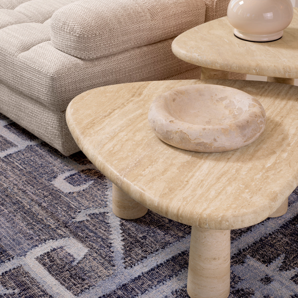 Travertine Triangular Side Table Larino | Eichholtzmh.com