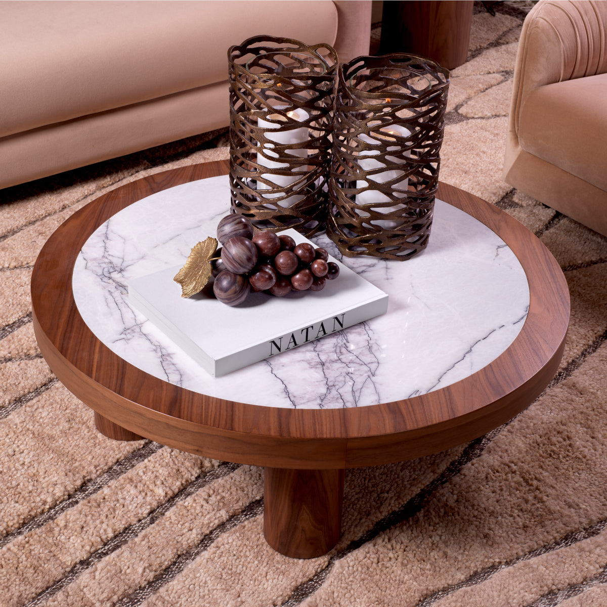 Oak Veneer Marble Coffee Table Presedio | Eichholtzmh.com