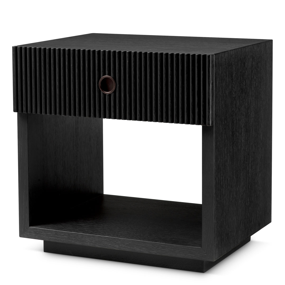 Black Ribbed Wood Nightstand Dimitrios