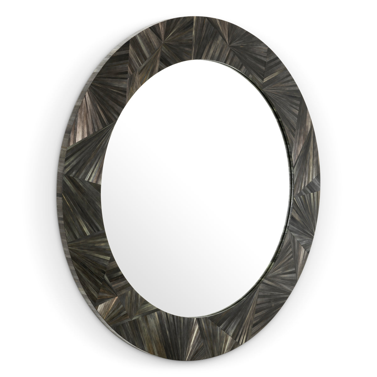 Gray Round Straw Mirror Cassara