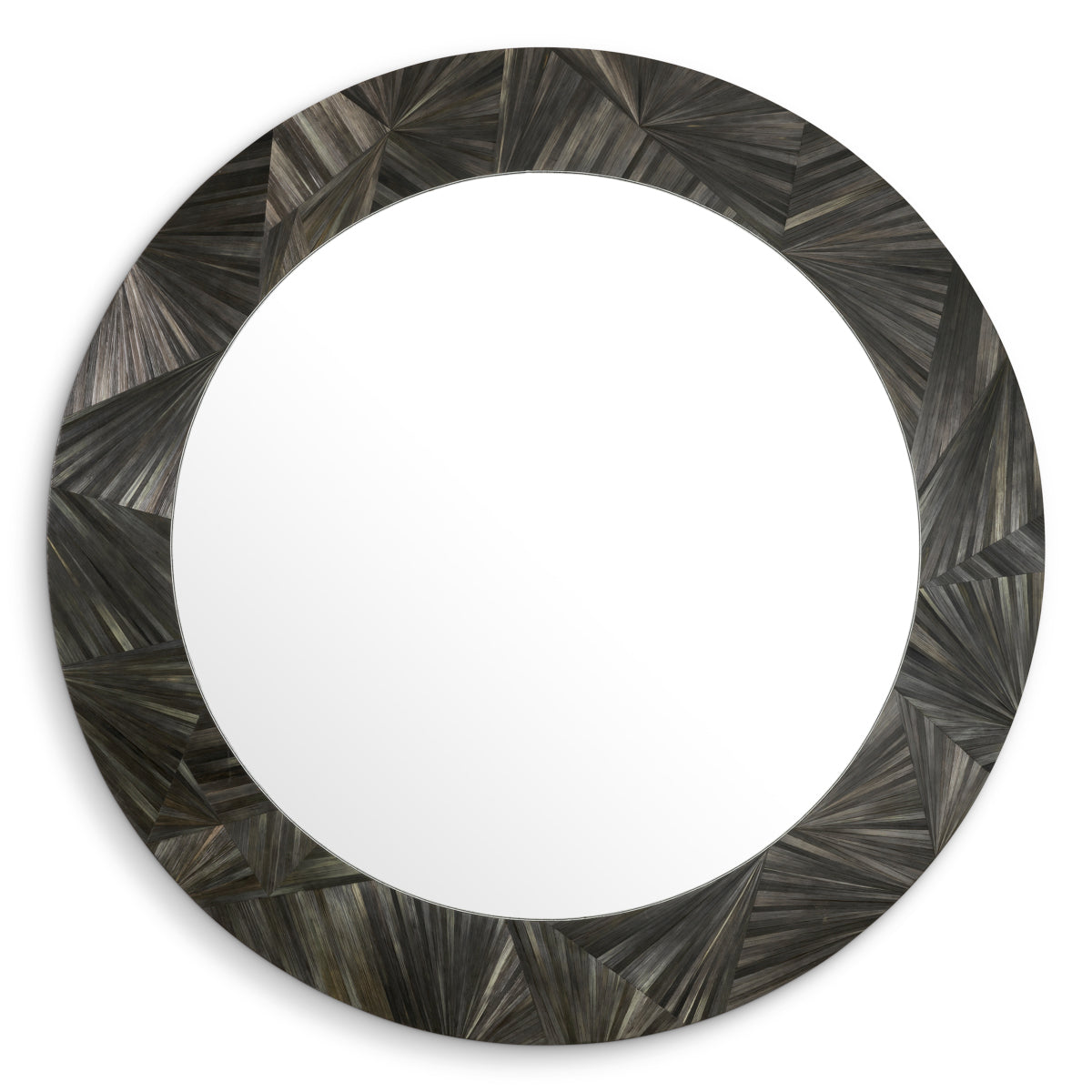 Gray Round Straw Mirror Cassara