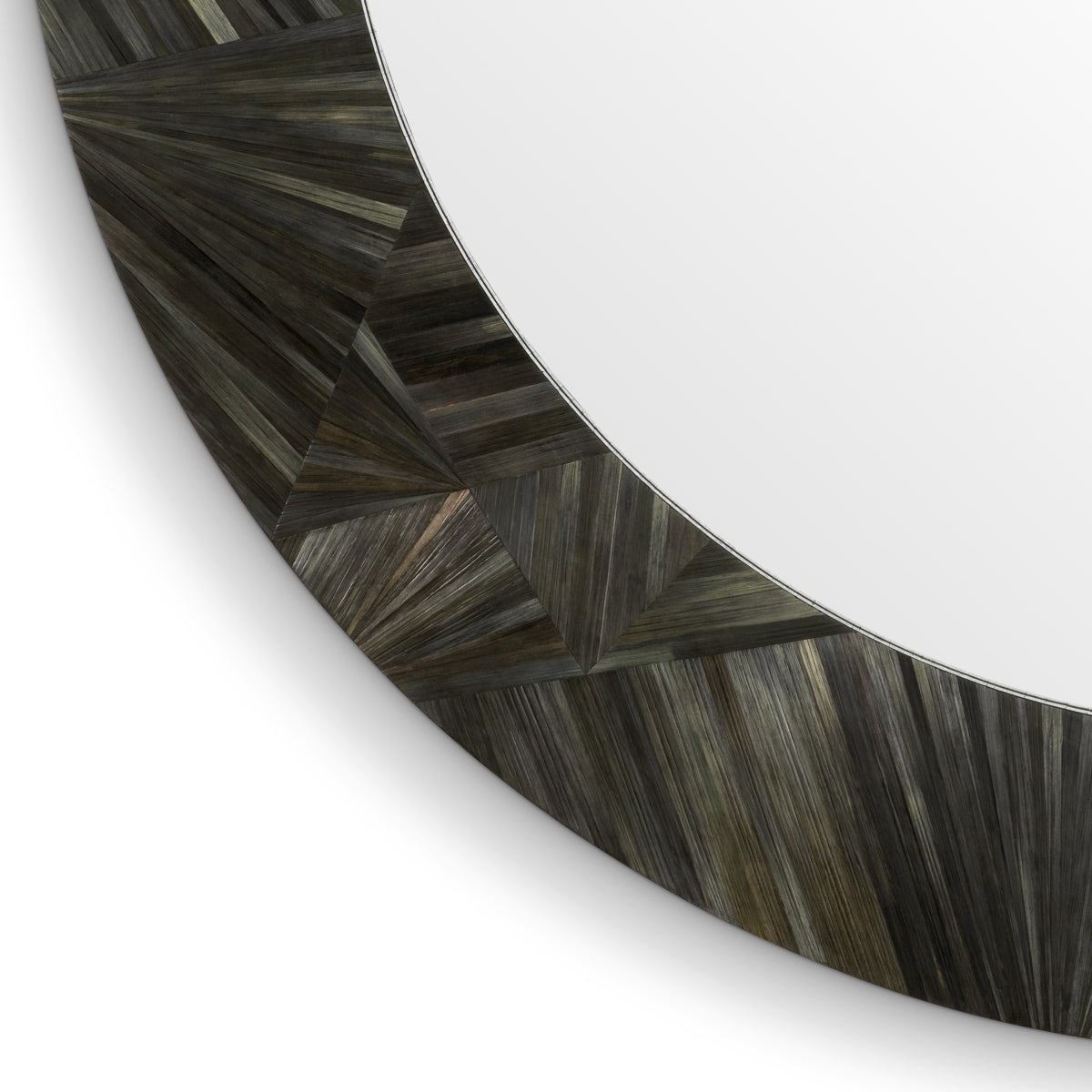 Gray Round Straw Mirror Cassara