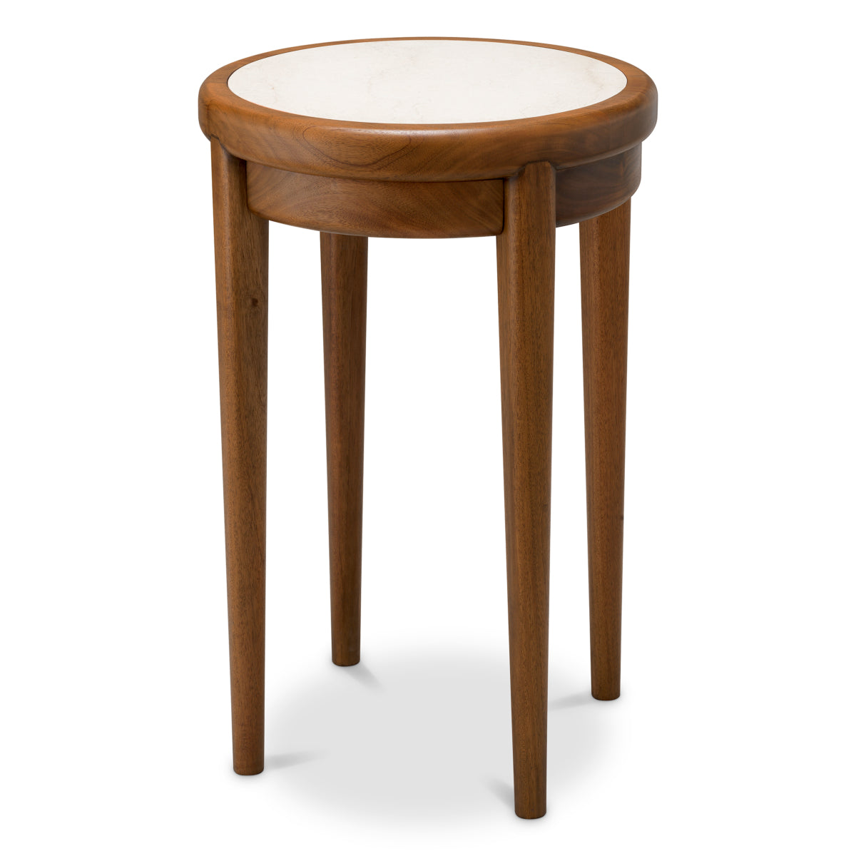 Round Beige Marble Side Table Hensley