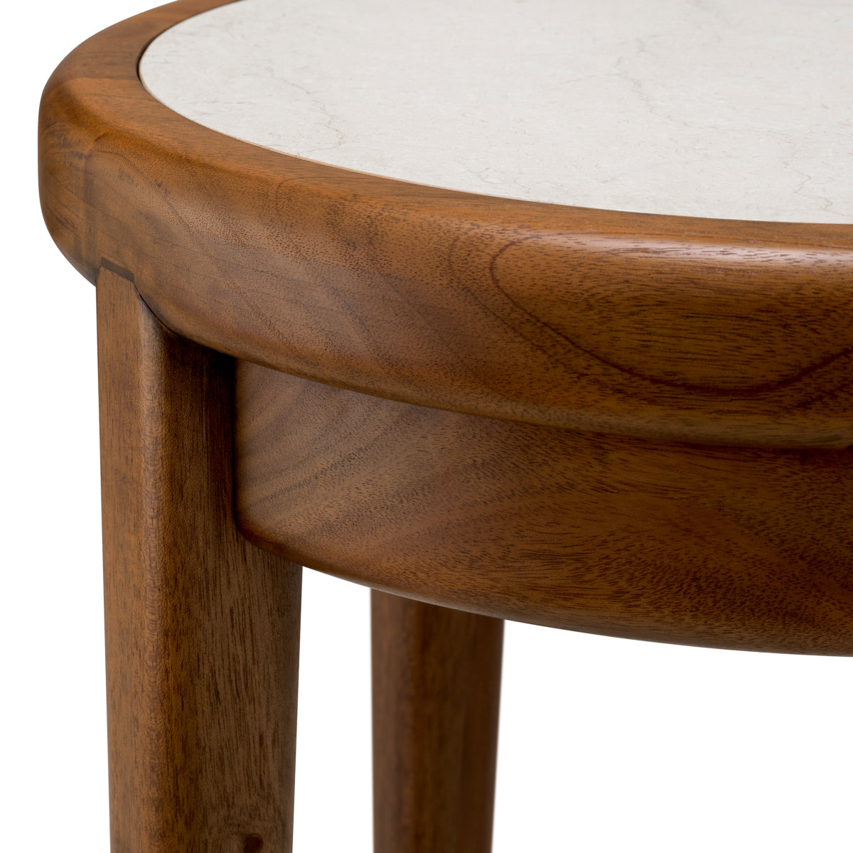 Round Beige Marble Side Table Hensley