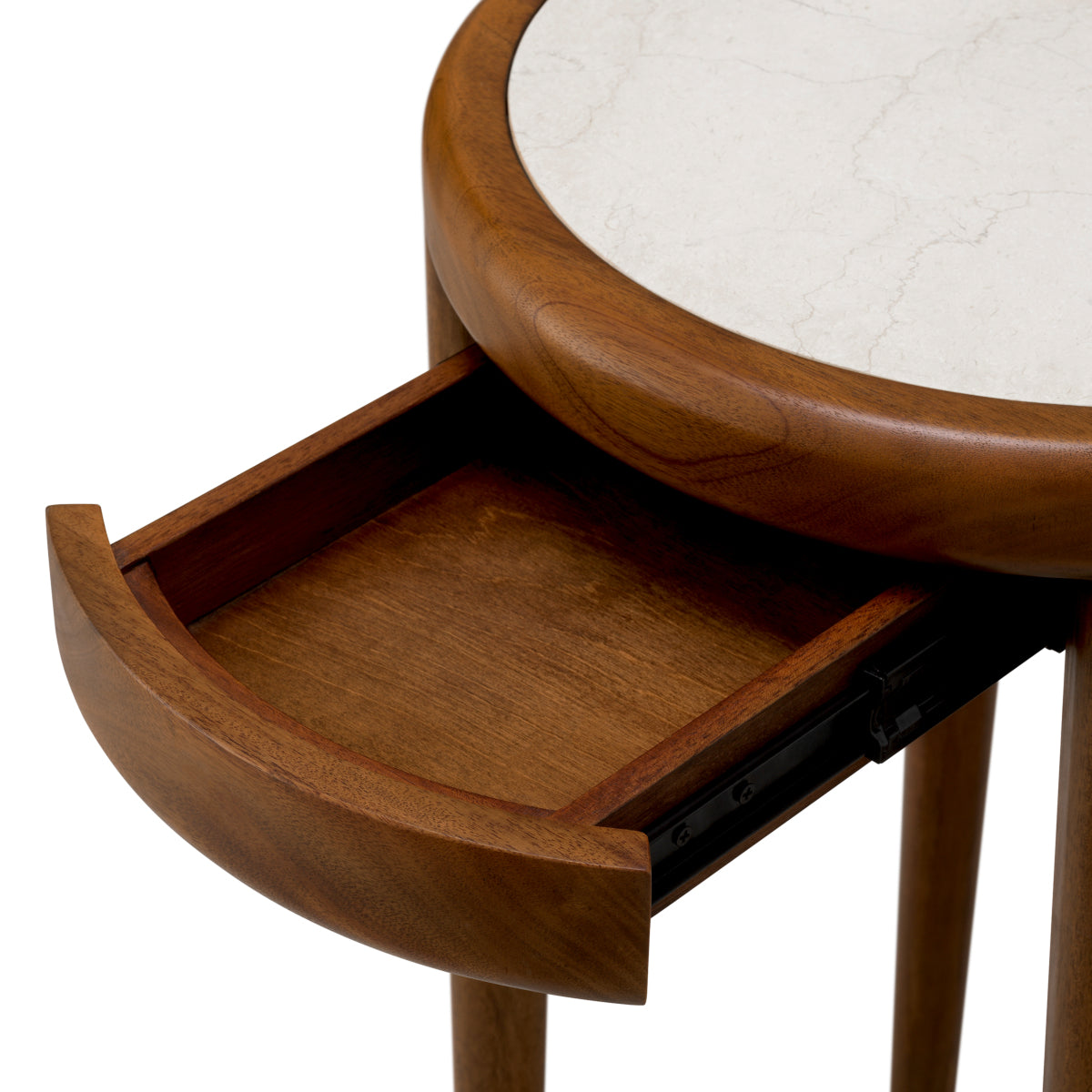 Round Beige Marble Side Table Hensley