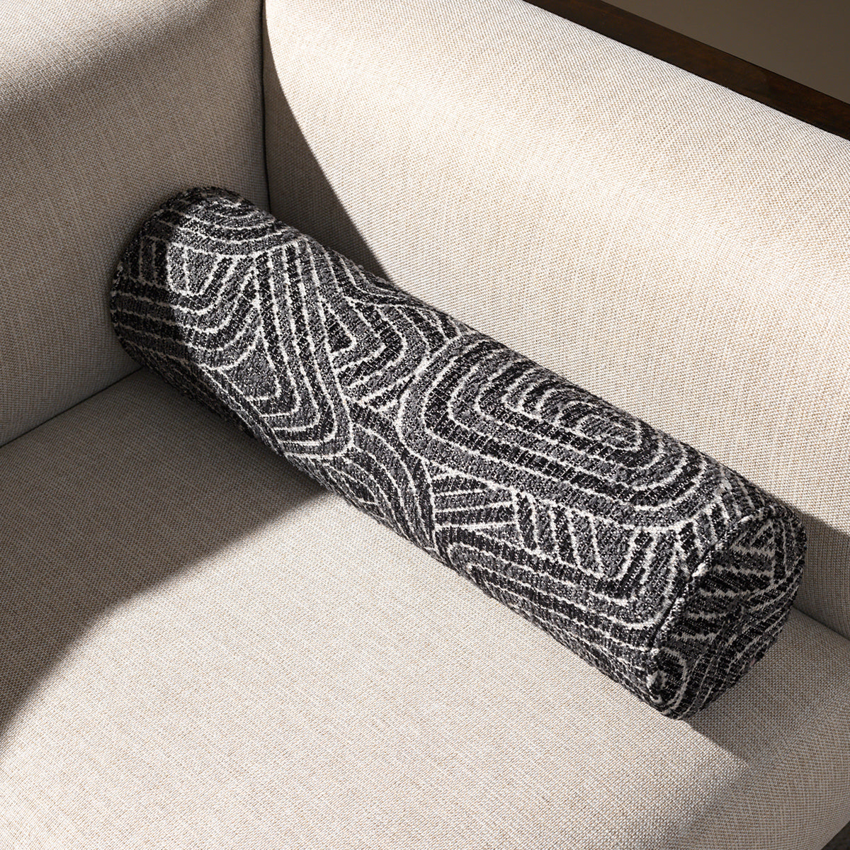 Black Printed Fabric Cushion Amarante