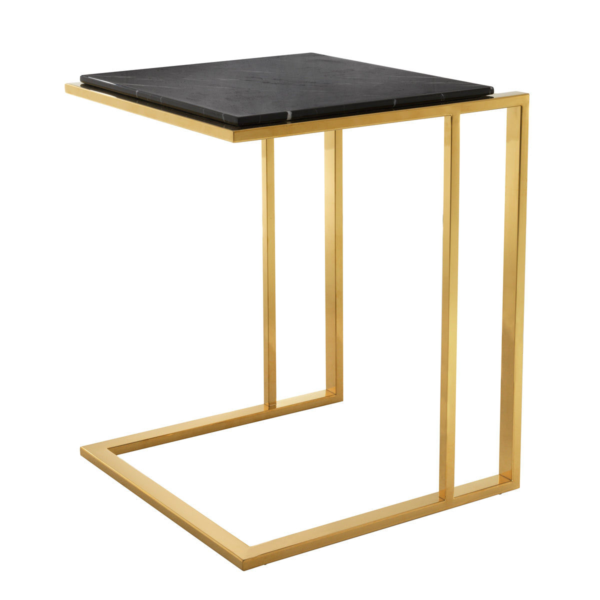 Side Table Cocktail gold finish black marble