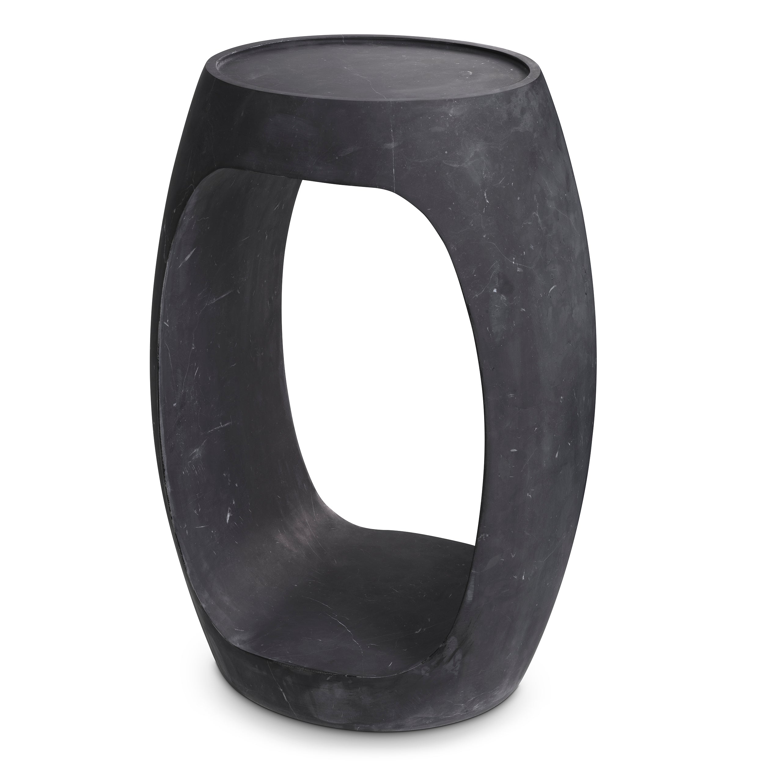 Side Table Clipper high honed black marble