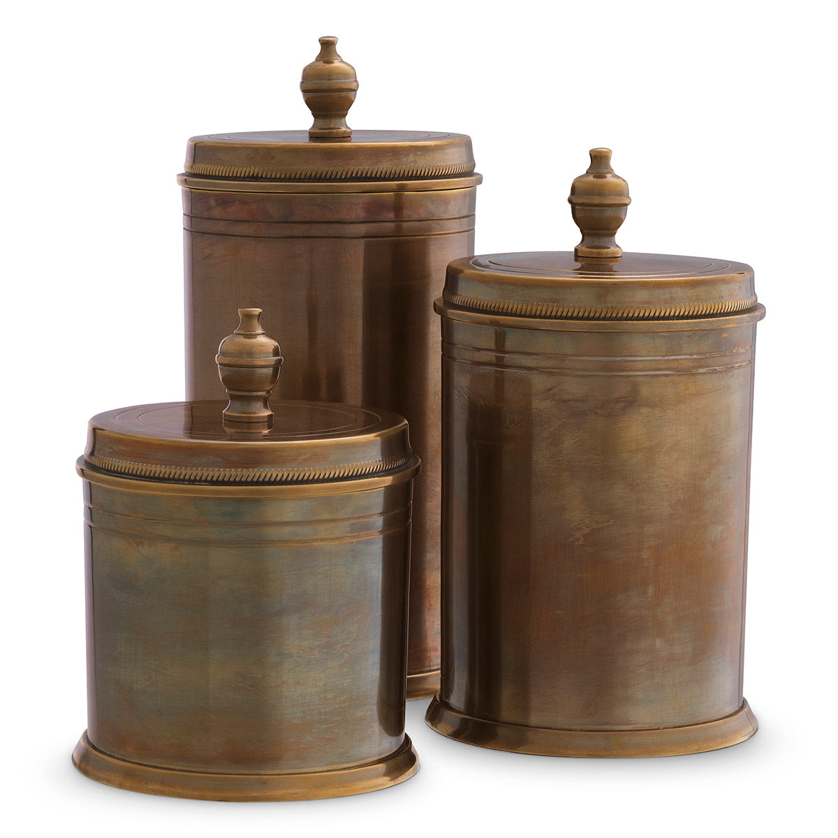 Box Gaston vintage brass finish set of 3