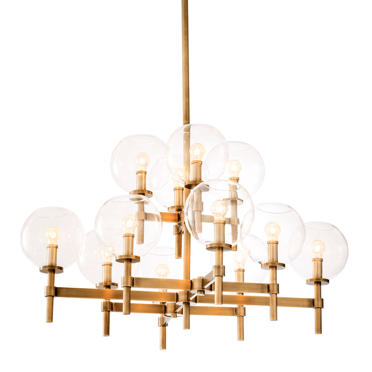 Chandelier Jade L antique brass finish