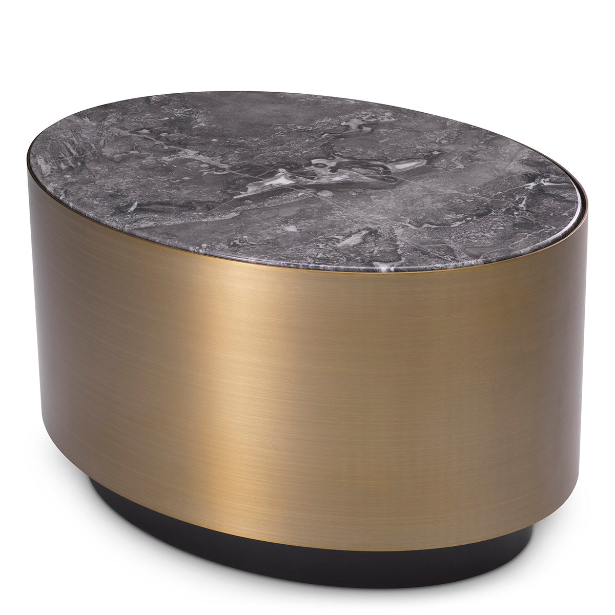 Side Table Porter oval brushed brass finish grey marble