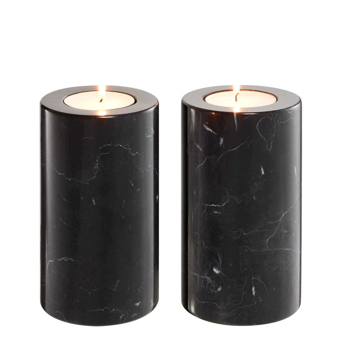 Tealight Holder Tobor M black marble set of 2