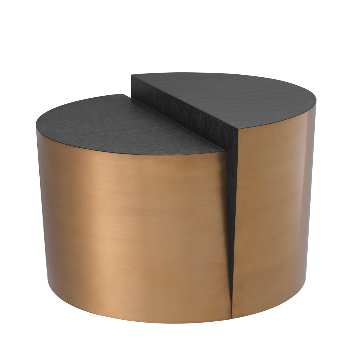 Side Table Riviera charcoal grey oak veneer brushed brass finish