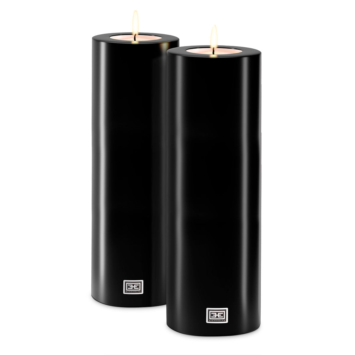 Artificial Candle ø 12 x H. 35 cm black set of 2