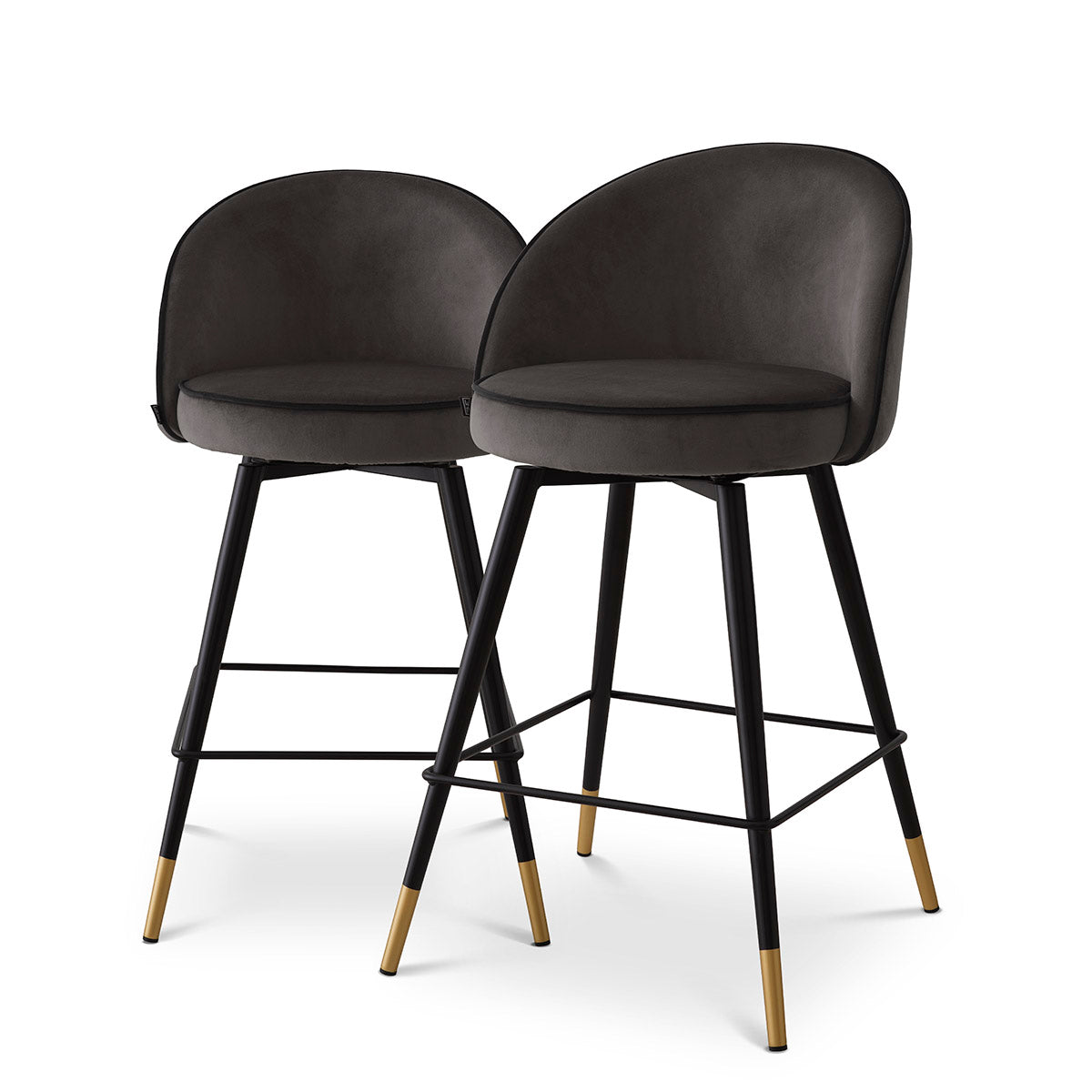 Counter Stool Cooper roche dark grey velvet set of 2