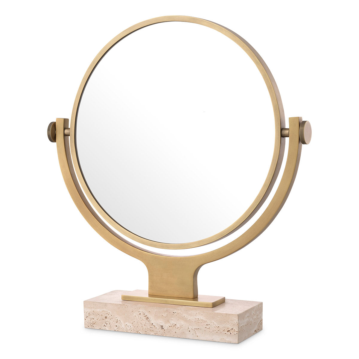 Table Mirror Briançon travertine antique brass finish