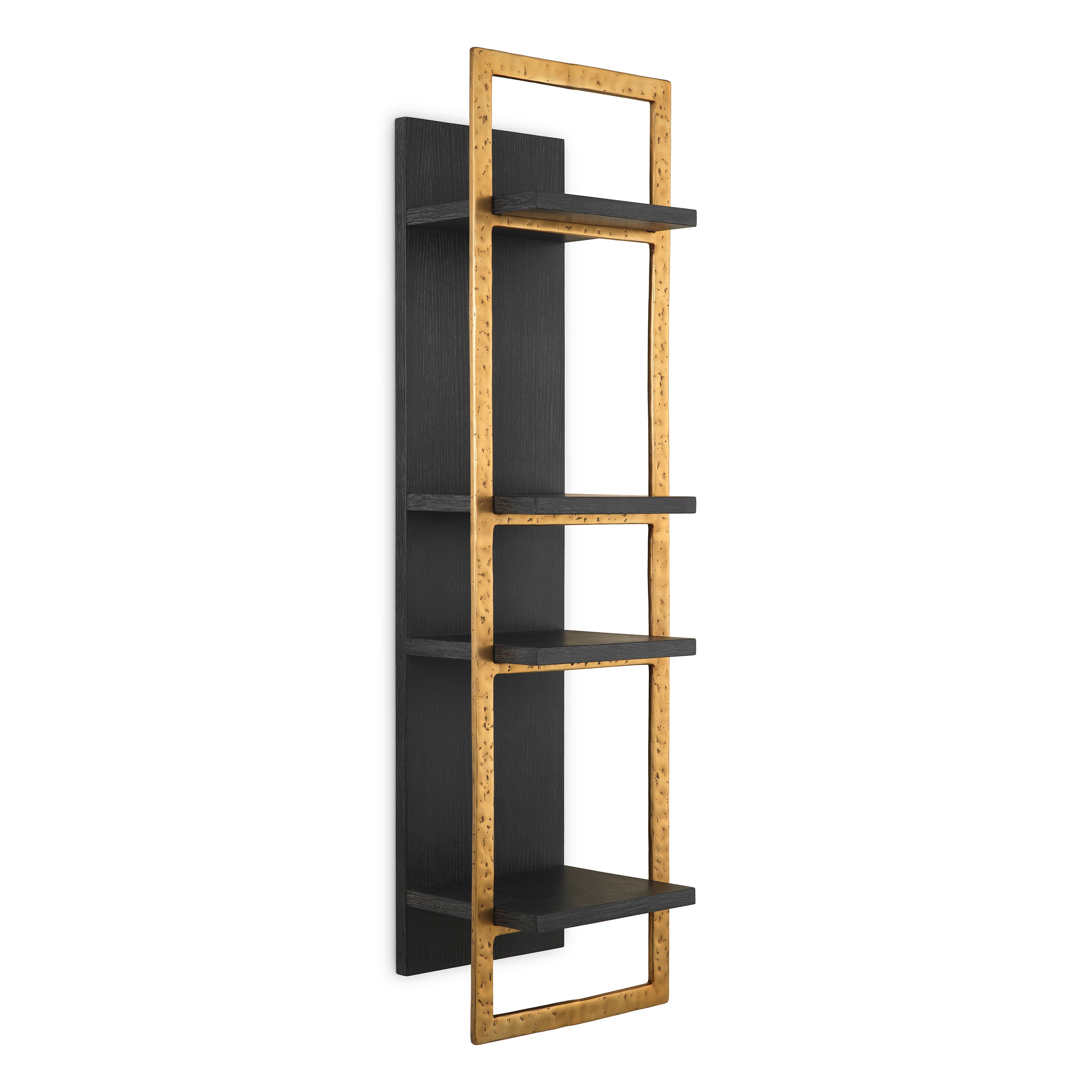 Wall Cabinet Belcanto charcoal grey oak veneer brushed brass finish