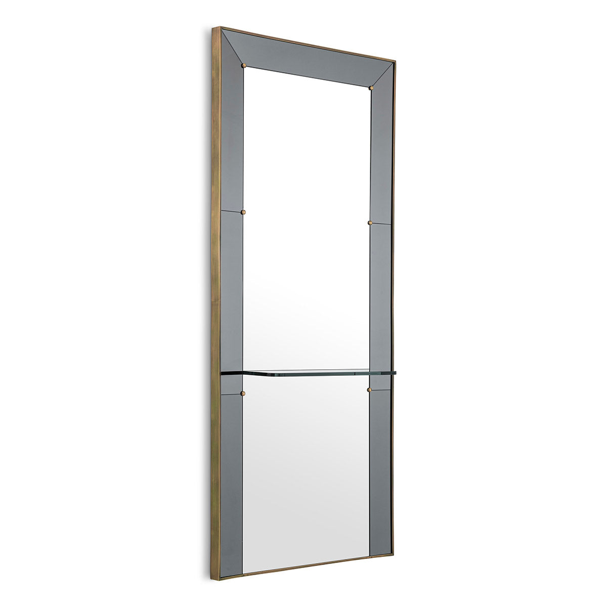Mirror Bellana antique brass finish smoke glass
